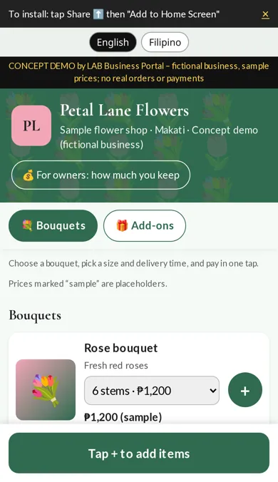 Flower shop (PH) concept demo