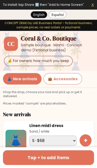 Boutique (Miami) concept demo